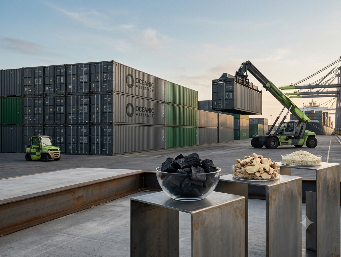 Premium export cargo port facility with commodities